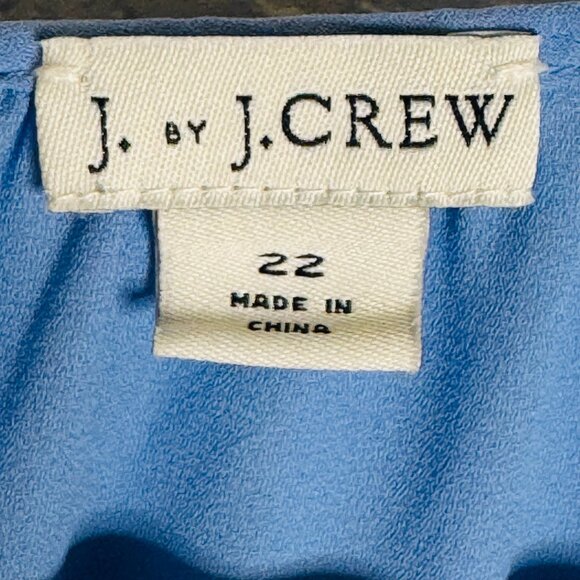 NWOT JCrew Blouse Woman's 22 Plus sz Light Blue Sheer Back Peephole tie - Picture 7 of 9